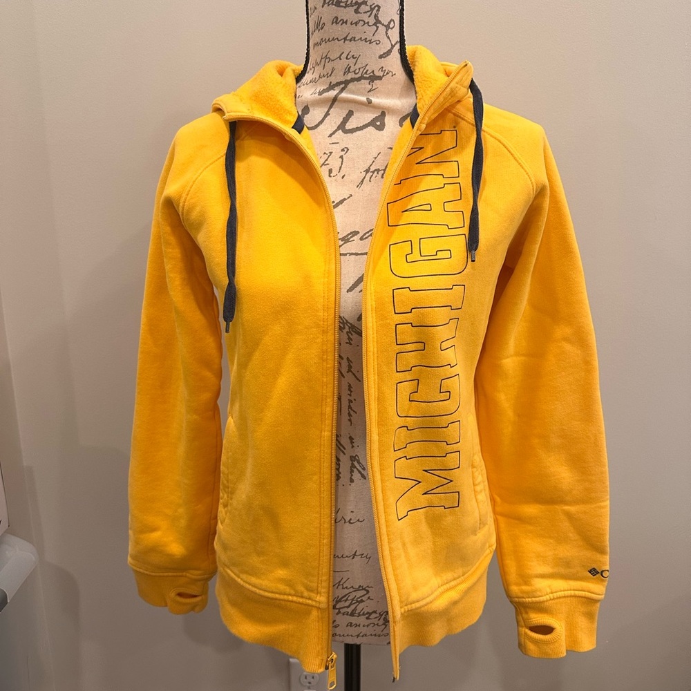 Columbia brand University of Michigan maize zipper hoodie.